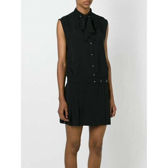 DIESEL Women's Black Chiffon D-Nedora-A Pleated Button Shift Dress $248 size XS - Picture 10 of 15